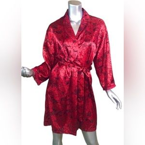 Red rose silk robe